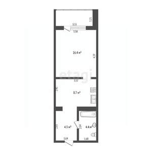 1-к квартира, вторичка, 34м2, 6/16 этаж