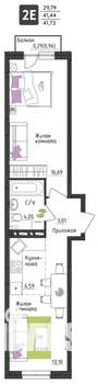 2-к квартира, вторичка, 42м2, 2/4 этаж