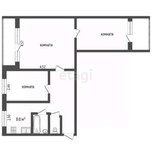 3-к квартира, вторичка, 61м2, 4/9 этаж