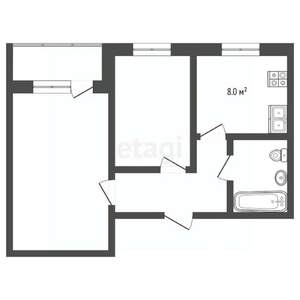 2-к квартира, вторичка, 46м2, 9/9 этаж