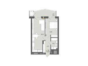 1-к квартира, строящийся дом, 50м2, 4/6 этаж