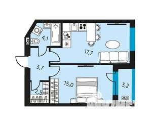 2-к квартира, вторичка, 45м2, 22/30 этаж