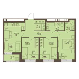 4-к квартира, вторичка, 72м2, 11/16 этаж