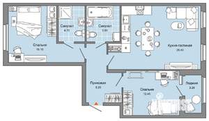 2-к квартира, вторичка, 75м2, 3/15 этаж