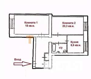 2-к квартира, вторичка, 68м2, 2/5 этаж
