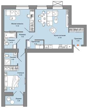 2-к квартира, вторичка, 77м2, 4/6 этаж