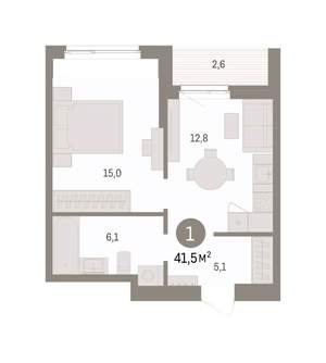 1-к квартира, вторичка, 42м2, 5/16 этаж