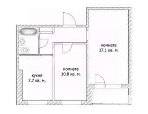 2-к квартира, вторичка, 48м2, 6/9 этаж