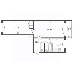 2-к квартира, вторичка, 44м2, 1/5 этаж