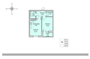 2-к квартира, вторичка, 45м2, 15/24 этаж