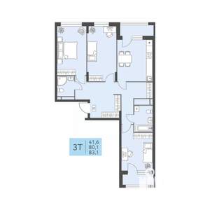 3-к квартира, вторичка, 83м2, 3/22 этаж