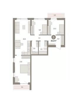 3-к квартира, вторичка, 86м2, 3/11 этаж