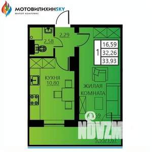 1-к квартира, вторичка, 34м2, 8/12 этаж