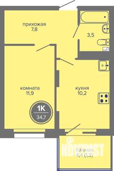 1-к квартира, вторичка, 35м2, 9/26 этаж