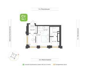 1-к квартира, вторичка, 36м2, 22/30 этаж