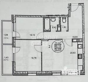 2-к квартира, вторичка, 60м2, 9/25 этаж