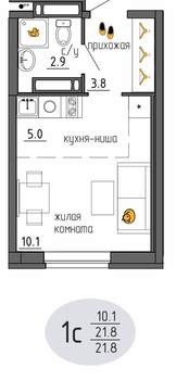 Студия квартира, строящийся дом, 22м2, 21/25 этаж