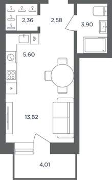 1-к квартира, вторичка, 29м2, 7/10 этаж