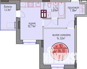 1-к квартира, вторичка, 36м2, 3/6 этаж