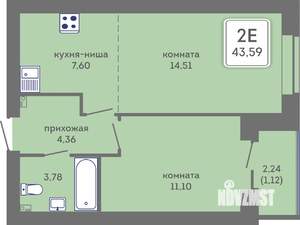 2-к квартира, вторичка, 44м2, 5/7 этаж