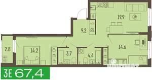 3-к квартира, вторичка, 67м2, 1/16 этаж