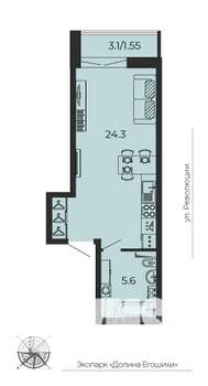 1-к квартира, сданный дом, 31м2, 20/25 этаж