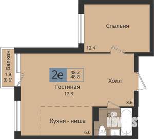 2-к квартира, вторичка, 49м2, 4/4 этаж