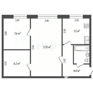 2-к квартира, вторичка, 45м2, 1/3 этаж