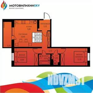 3-к квартира, вторичка, 56м2, 1/8 этаж