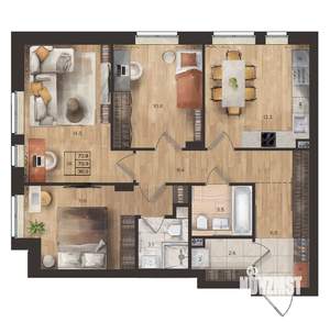 3-к квартира, вторичка, 71м2, 2/9 этаж