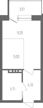 1-к квартира, строящийся дом, 24м2, 2/4 этаж