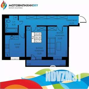 2-к квартира, вторичка, 50м2, 8/8 этаж