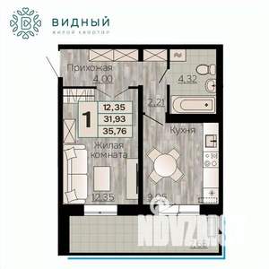 1-к квартира, вторичка, 36м2, 4/8 этаж
