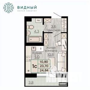 1-к квартира, вторичка, 25м2, 7/8 этаж