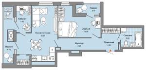 1-к квартира, вторичка, 60м2, 13/15 этаж