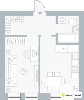 1-к квартира, вторичка, 37м2, 3/5 этаж