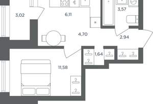 1-к квартира, вторичка, 32м2, 2/8 этаж