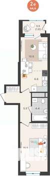 2-к квартира, вторичка, 44м2, 8/25 этаж