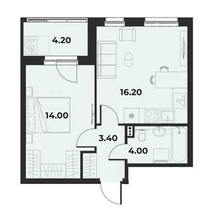2-к квартира, вторичка, 40м2, 3/15 этаж