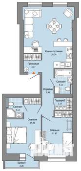2-к квартира, вторичка, 72м2, 3/8 этаж