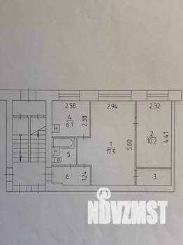 2-к квартира, вторичка, 43м2, 1/5 этаж