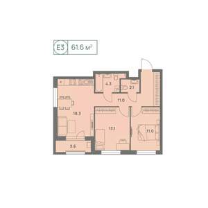 3-к квартира, вторичка, 62м2, 3/25 этаж