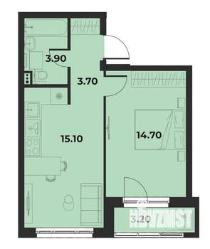 2-к квартира, вторичка, 39м2, 5/15 этаж
