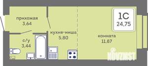 Студия квартира, вторичка, 25м2, 2/7 этаж