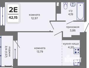 2-к квартира, вторичка, 42м2, 10/14 этаж