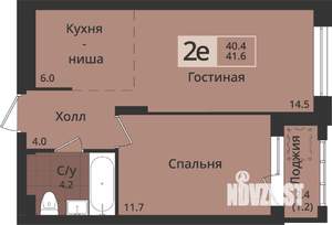 2-к квартира, вторичка, 42м2, 1/4 этаж
