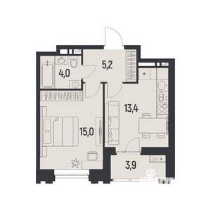 1-к квартира, вторичка, 40м2, 4/12 этаж