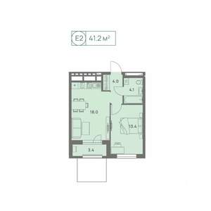 2-к квартира, вторичка, 41м2, 2/25 этаж