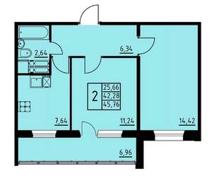 2-к квартира, вторичка, 46м2, 1/8 этаж