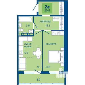 2-к квартира, вторичка, 51м2, 2/8 этаж
